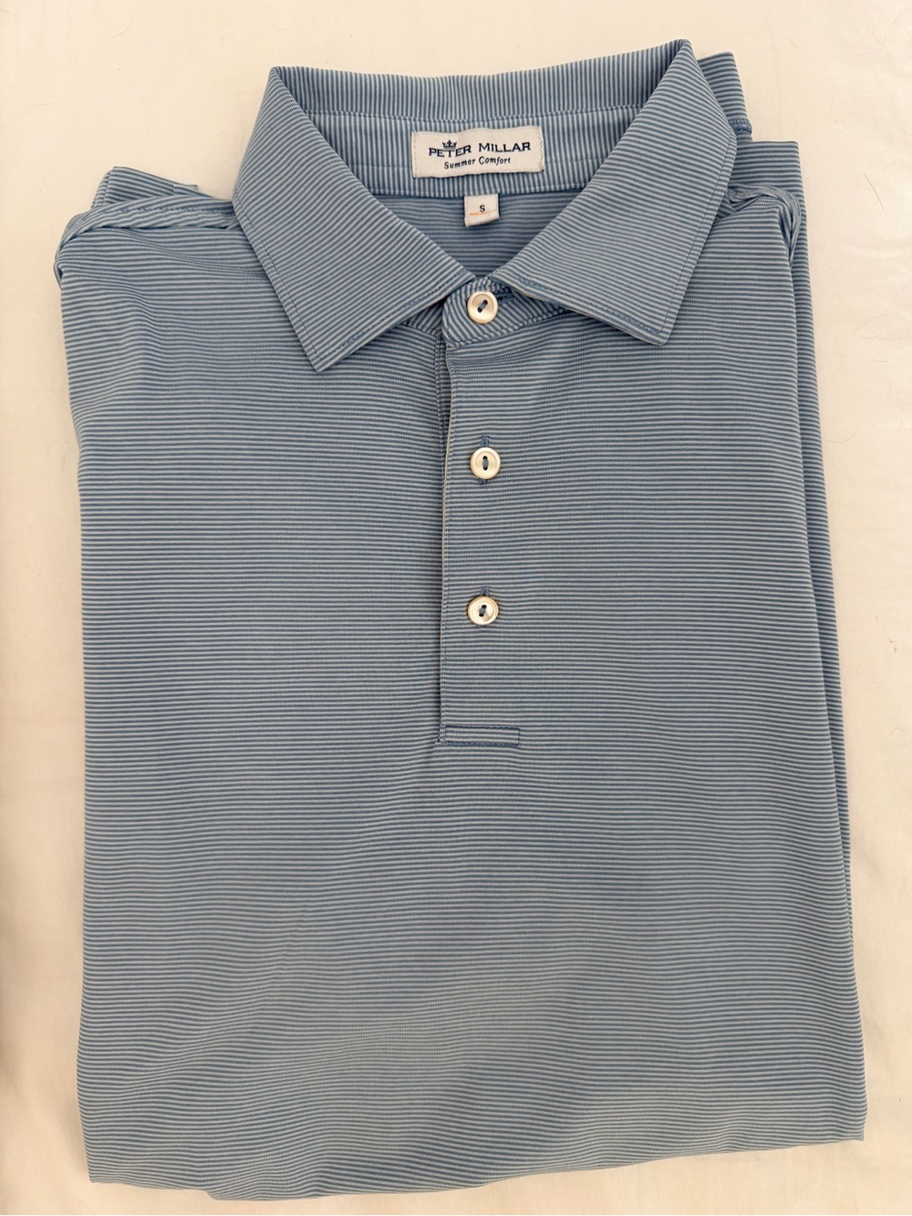 Peter Millar Blue Micro-Striped Polo